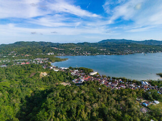 Fototapeta premium Aerial View of Ambon City, Maluku Province, Indonesia
