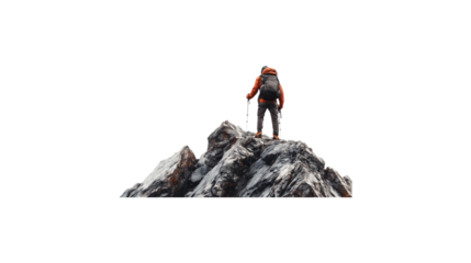 climber climbs a mountain on a transparent background