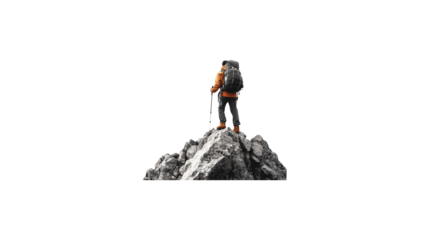 climber climbs a mountain on a transparent background