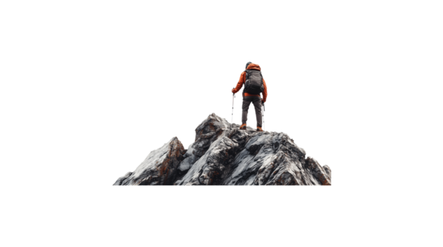 climber climbs a mountain on a transparent background