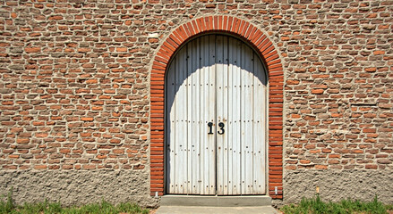 old wooden door with wall
