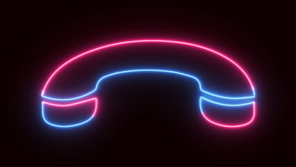 phone icon. telephone neon glowing icon.