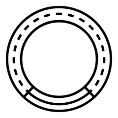 Badge design with a circular shape and a dashed line