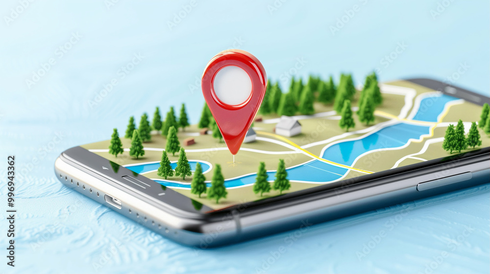 Aufkleber smartphone with map displaying location navigation features and digital geographic information