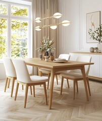 Mock up of cozy modern dining room interior, 3D render