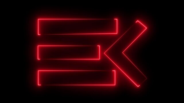 Rectangle texture frame with three and one arrow tone neon color motion graphic on isolated . Abstract bright neon lines rectangle frame beautiful motion