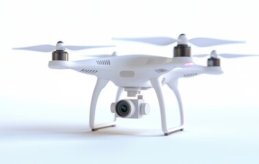 3D rendering of a drone with a camera on a white or transparent background