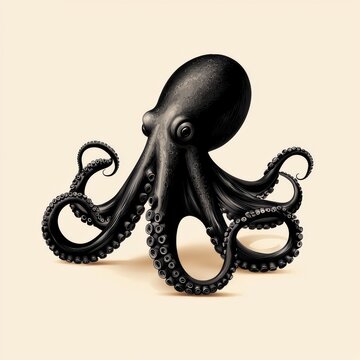 recommend clip art: Black and white image of sea animal food with swirling tentacles and suction cups. Classic engraving style sketch engraving generative ai illustration.
