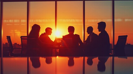 Group of diverse office workers brainstorming ideas around a table, copy space
