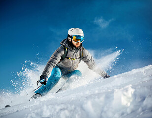 Cliché photo d'un skieur à la neige