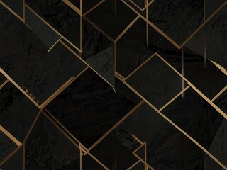 Luxurious black abstract design with geometric accents.