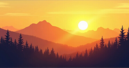 sunset in mountains