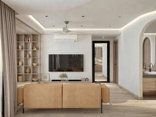 3d render modern living room