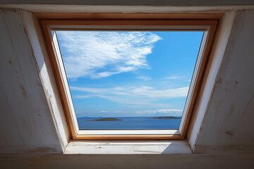 Loft with a View: A Skylight Window Allowing a Glimpse of the Ever-Changing Sky Above
