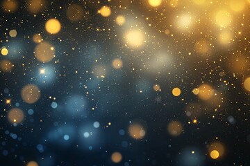 Fototapeta premium Abstract artistic background. Luxurious golden sparkle on dark background Holiday celebration concept Elegant navy blue with shimmering gold particles.