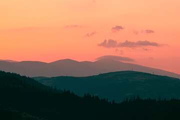 Pink Sunset in the mountains,