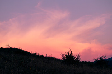 Fototapeta premium Pink Sunset in the mountains,