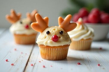 A New Year's cake in the form of a deer is on the New Year's table.
