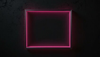 Neon pink frame glowing on a dark minimalist background.