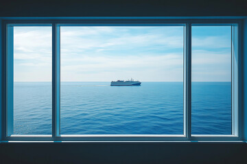A Panoramic Window Capturing the Mesmerizing Vastness of an Ocean Horizon, Inviting Tranquility and Reflection
