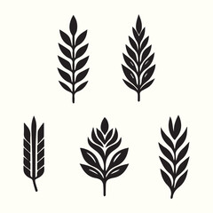 Colorful leaf and feather set with natural decorative design