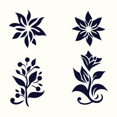 Vector floral design elements: A seamless pattern of vintage flower, leaf, and branch illustrations, perfect for spring nature art or ornate decoration
