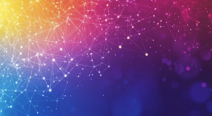 3D neural network illustration. Abstract Big Data concept. Colourful background with bokeh.