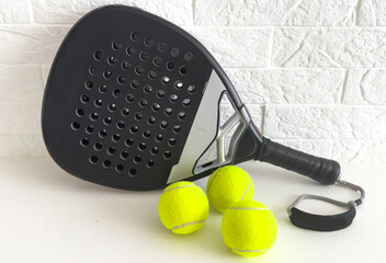 Isolated paddle tennis objects. padel racket