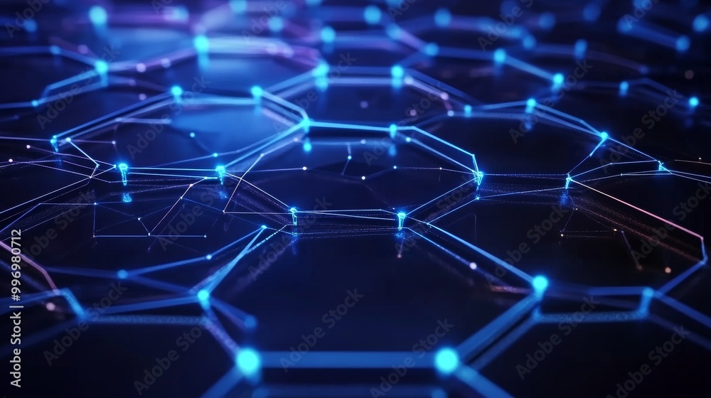Poster a hexagonal nano grid. a molecular honeycomb network. a neural network. a concept from nanotechnolog