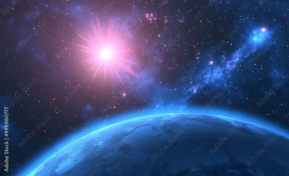 Wall mural the speed of light in outer space. illustration of the deep space concept in 3d