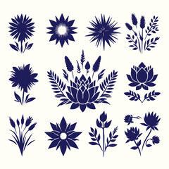 Obraz premium Seamless pink flower pattern with vintage floral illustration set