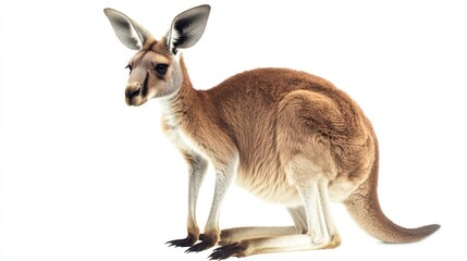 A kangaroo stands in a neutral pose against a white background.