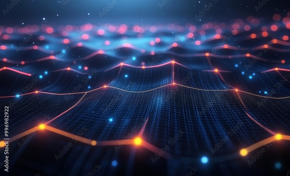 Aufkleber big data flow on the internet. blockchain data fields. connected network line flow. computer vision,