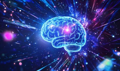 Data analysts. Future processors. Quantum CPUs in nanotech computers. Digital cyberspace illustrated with abstract neural networks.