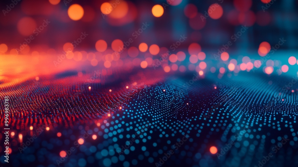 Poster cyberstream of big data. neural network with strings of code. 3d illustration of hi-tech business op