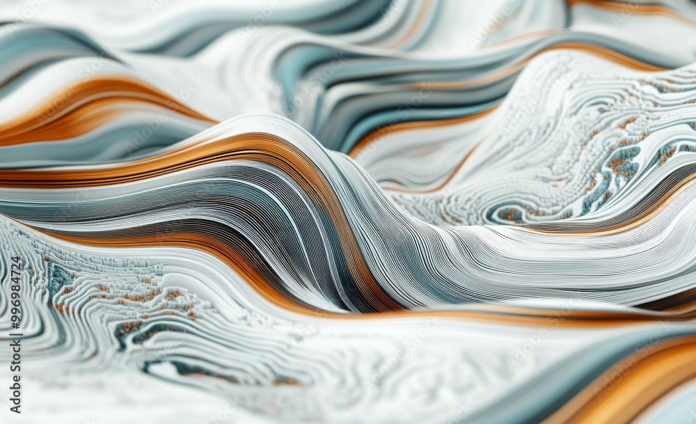Poster 3d illustration of high tech background with abstract shapes. streams of wavy rays in the cycle of e