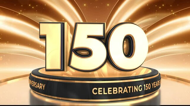 150 years, 150th anniversary video, backdrop, background, backdrop in 3D Metallic Gold