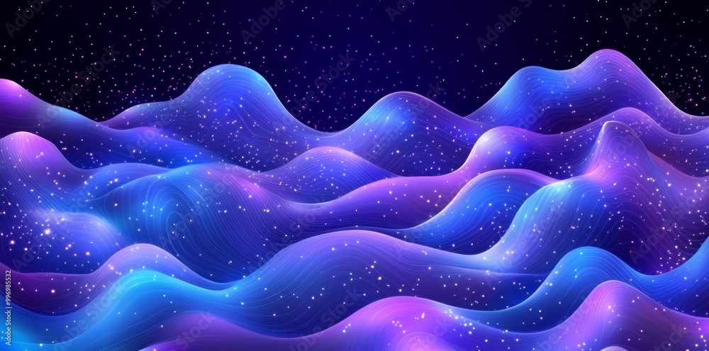 Poster flowing neural networks 3d illustration. big data concept. global database and stock. bright, colorf