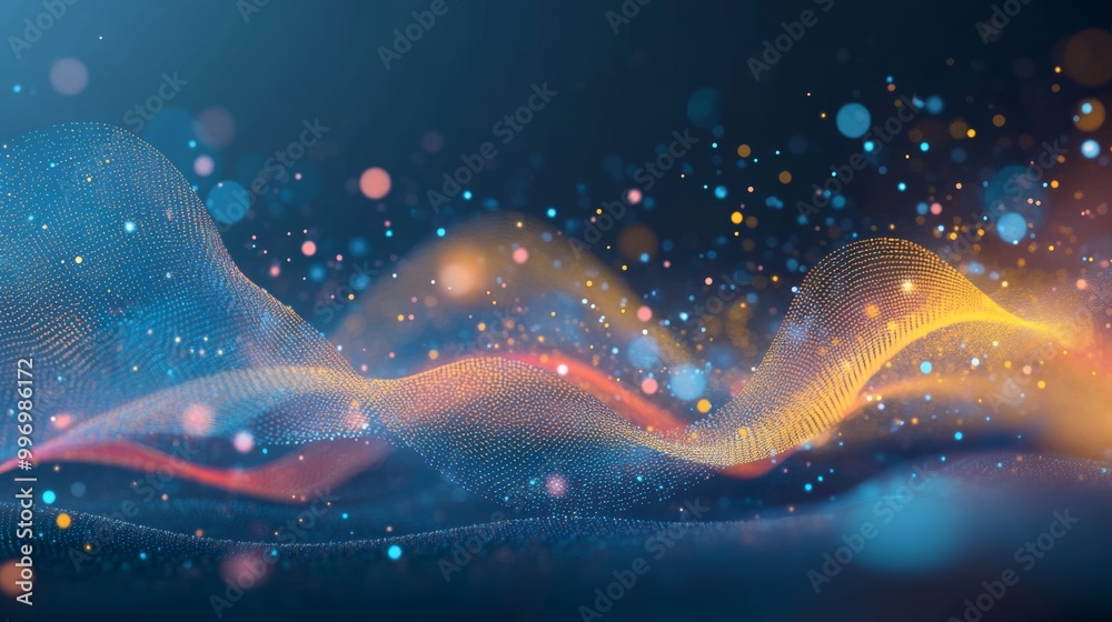 Poster digital field, wireless communication systems. business and digital technologies. secure data flow. 
