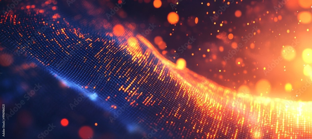 Poster binary code digital field. high-speed internet. encrypted data stream. information transfer and clou