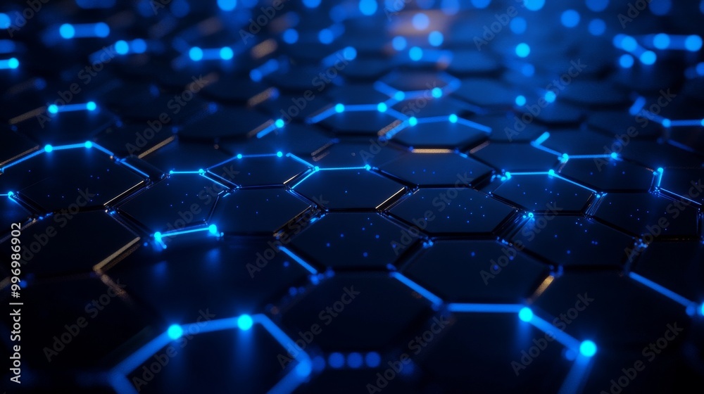 Poster an hexagonal nano grid. a molecular network of honeycombs connected by neural networks and the conce