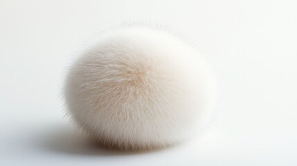 This capsule-shaped fur accessory is prominently displayed against a clean white backdrop, emphasizing its soft texture and unique design suitable for fashion enthusiasts