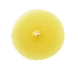 Essential oil drop isolated on white, top view. Cosmetic product