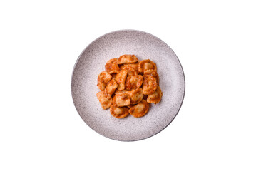 Ravioli with meat or vegetarian with ricotta, salt and spices