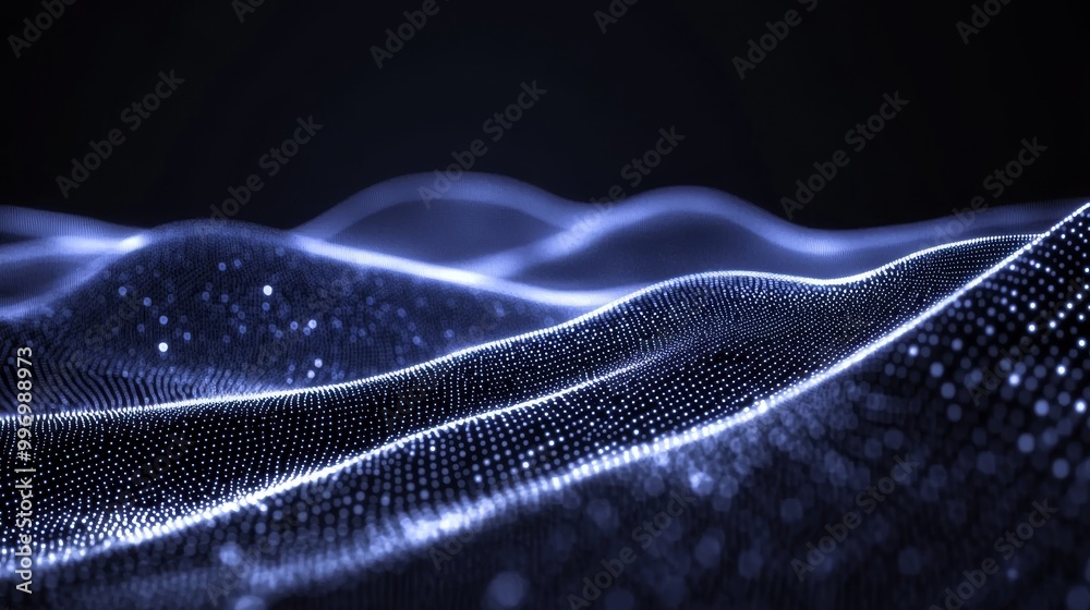 Poster illustration of big data and cybersecurity in 3d. neural networks and stock charts. information wave