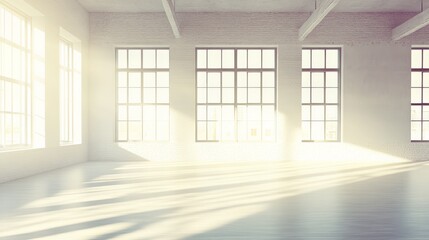 Obraz premium Bright and Airy Loft Space with Large Windows and Natural Light