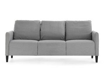 Grey couch on white background