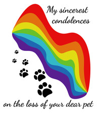 Sympathy card for loss of pet rainbow dear, kind condolence phrase
