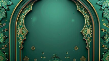 Obraz premium Ramadan Kareem. Gold moon and abstract luxury islamic elements background 