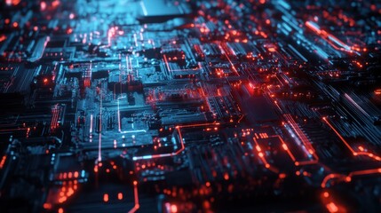 Data science and AI concept design with computer circuitry and data